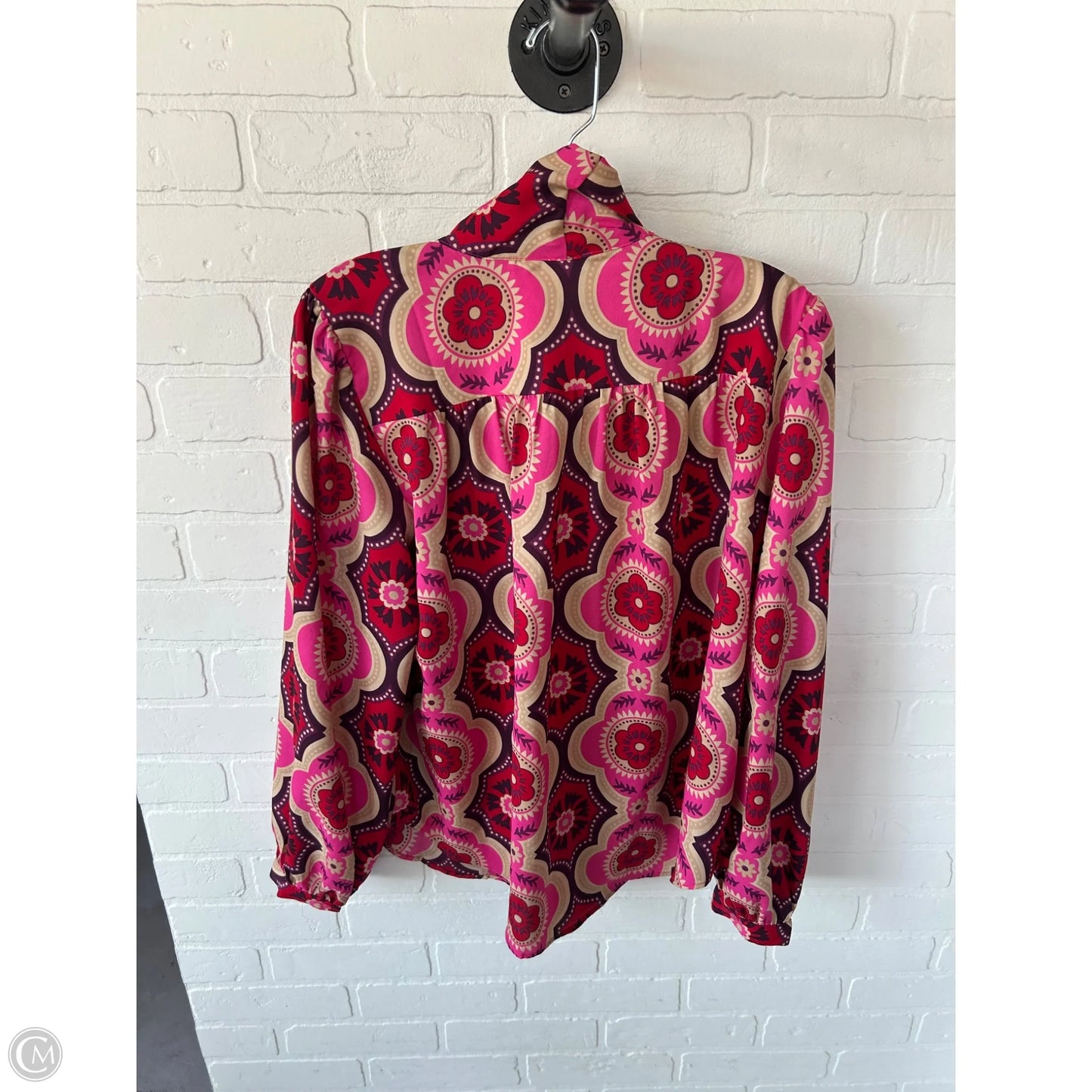 Top Long Sleeve By Ann Taylor In Red & Tan, Size: L