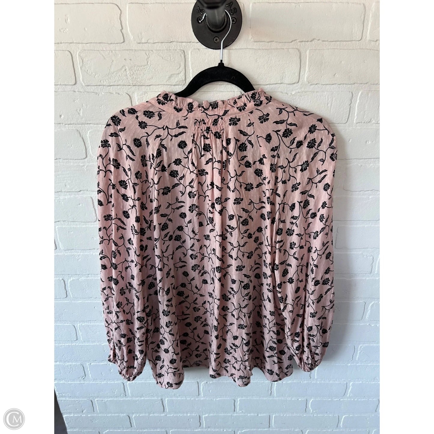 Top Long Sleeve By Caslon In Black & Pink, Size: L