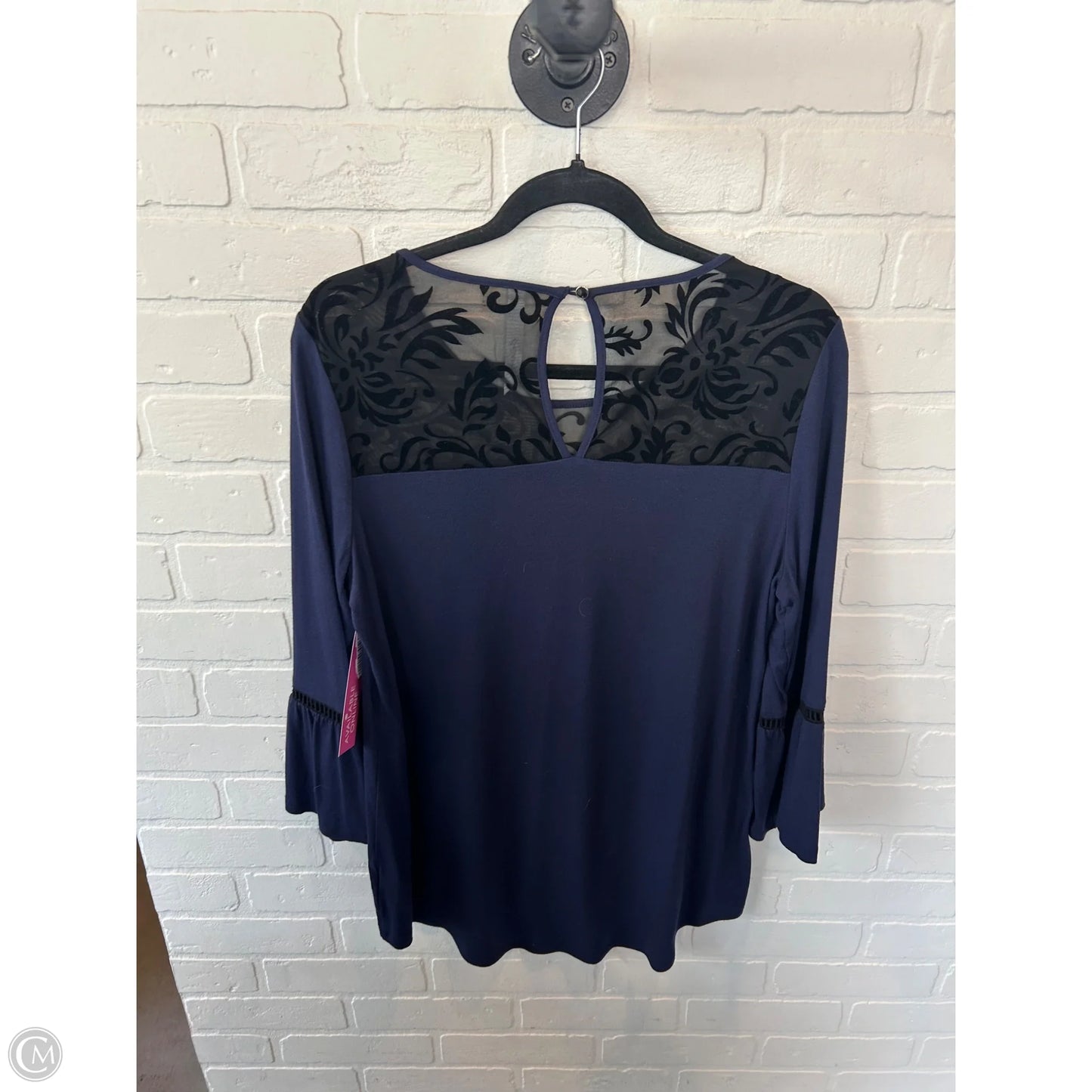 Top 3/4 Sleeve By Ny Collection In Black & Blue, Size: M