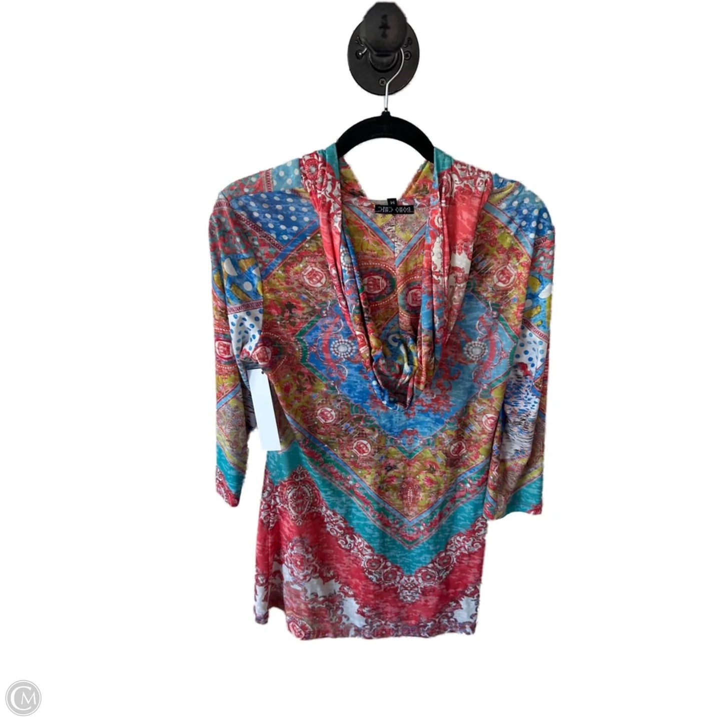 Tunic Long Sleeve By Cmb In Blue & Orange, Size: M