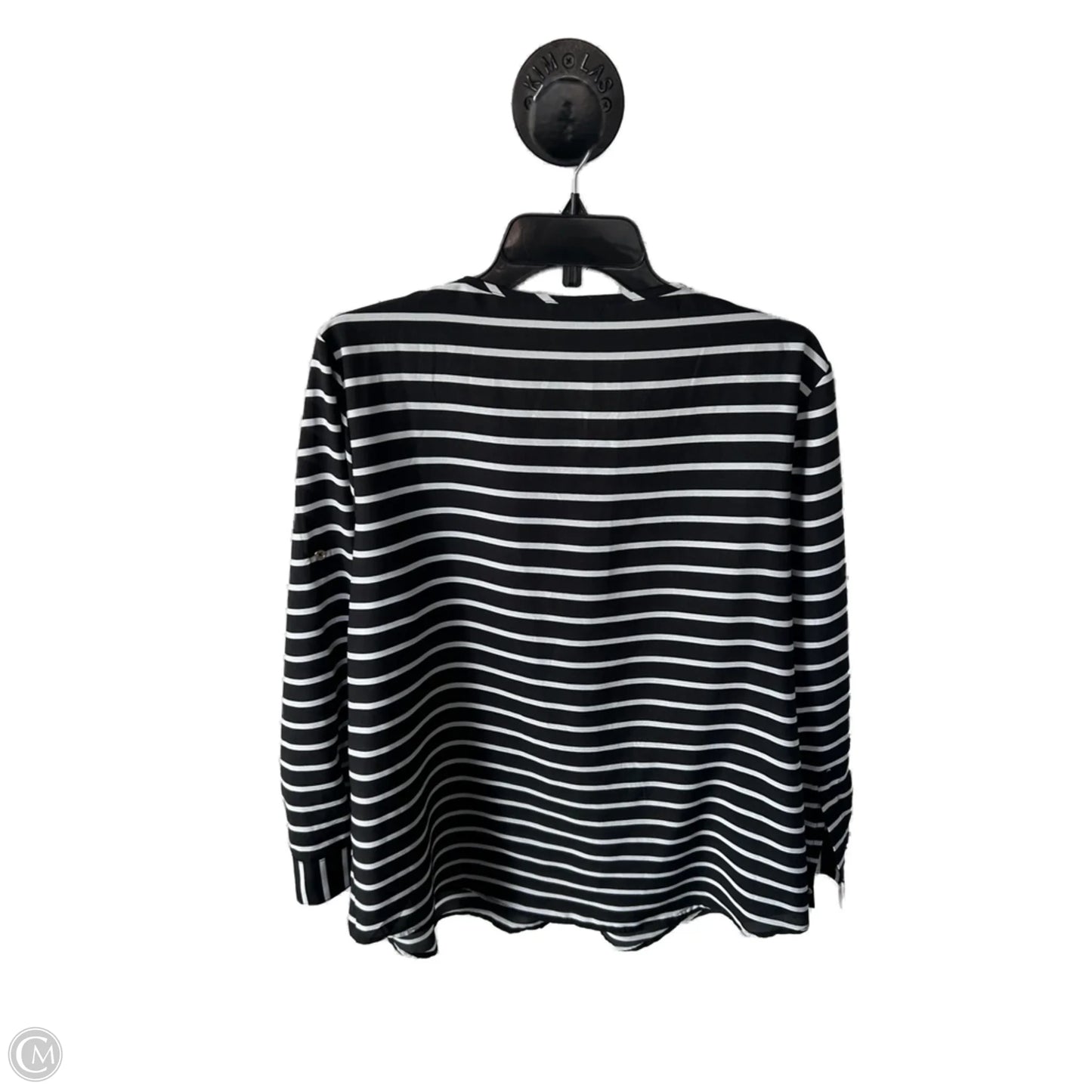 Top Long Sleeve By Calvin Klein In Black & White, Size: Xl