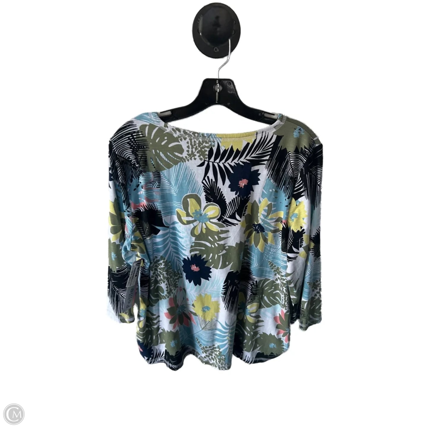 Top 3/4 Sleeve Basic By Talbots In Blue & White, Size: Xlp