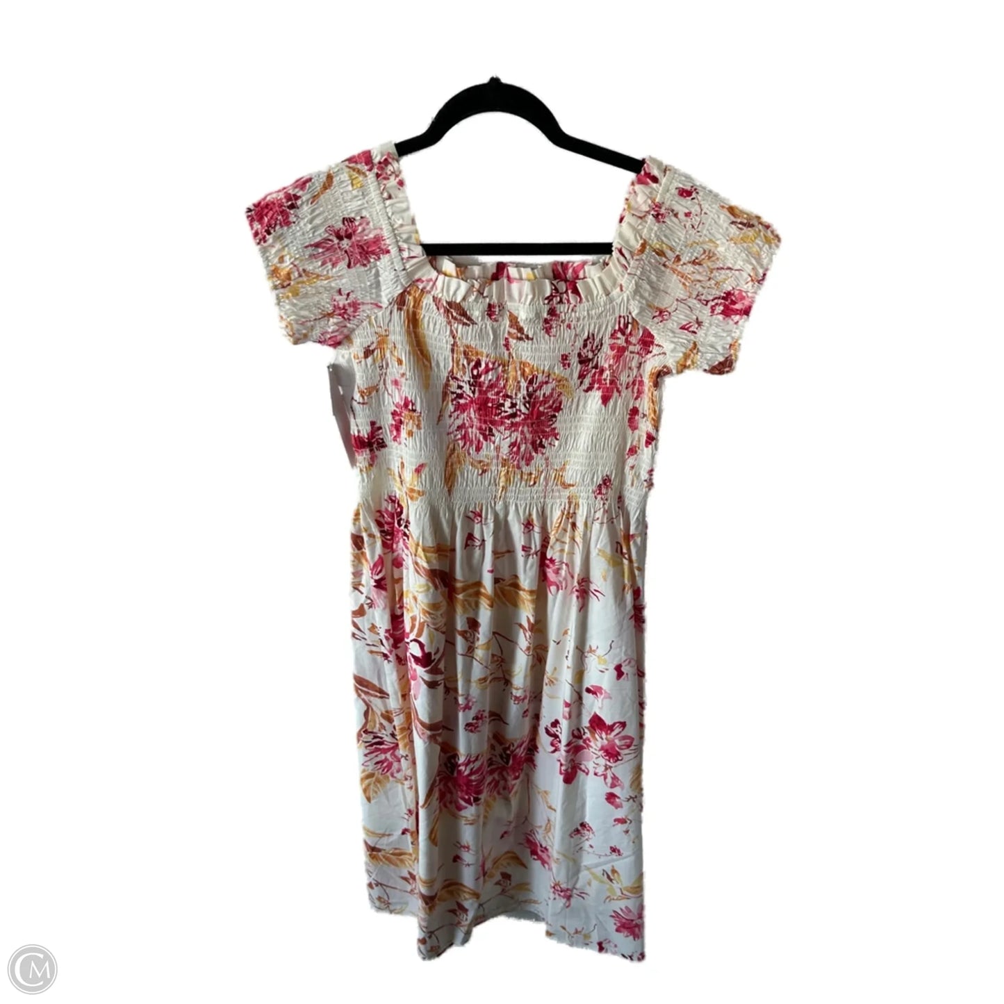 Dress Casual Midi By H&m In Cream & Red, Size: L