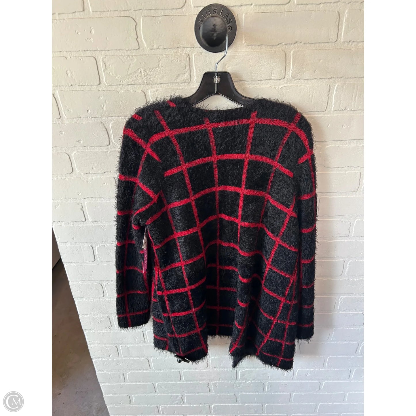 Sweater Cardigan By Joseph A. In Black & Red, Size: S