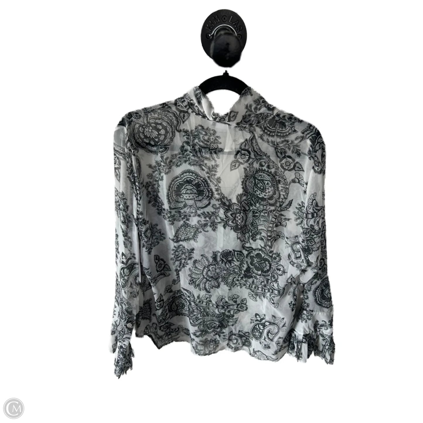 Top Long Sleeve By Cabi In Black & White, Size: Xl