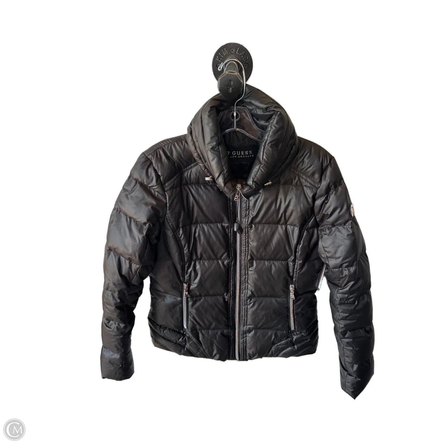Jacket Puffer & Quilted By Guess In Black, Size: M
