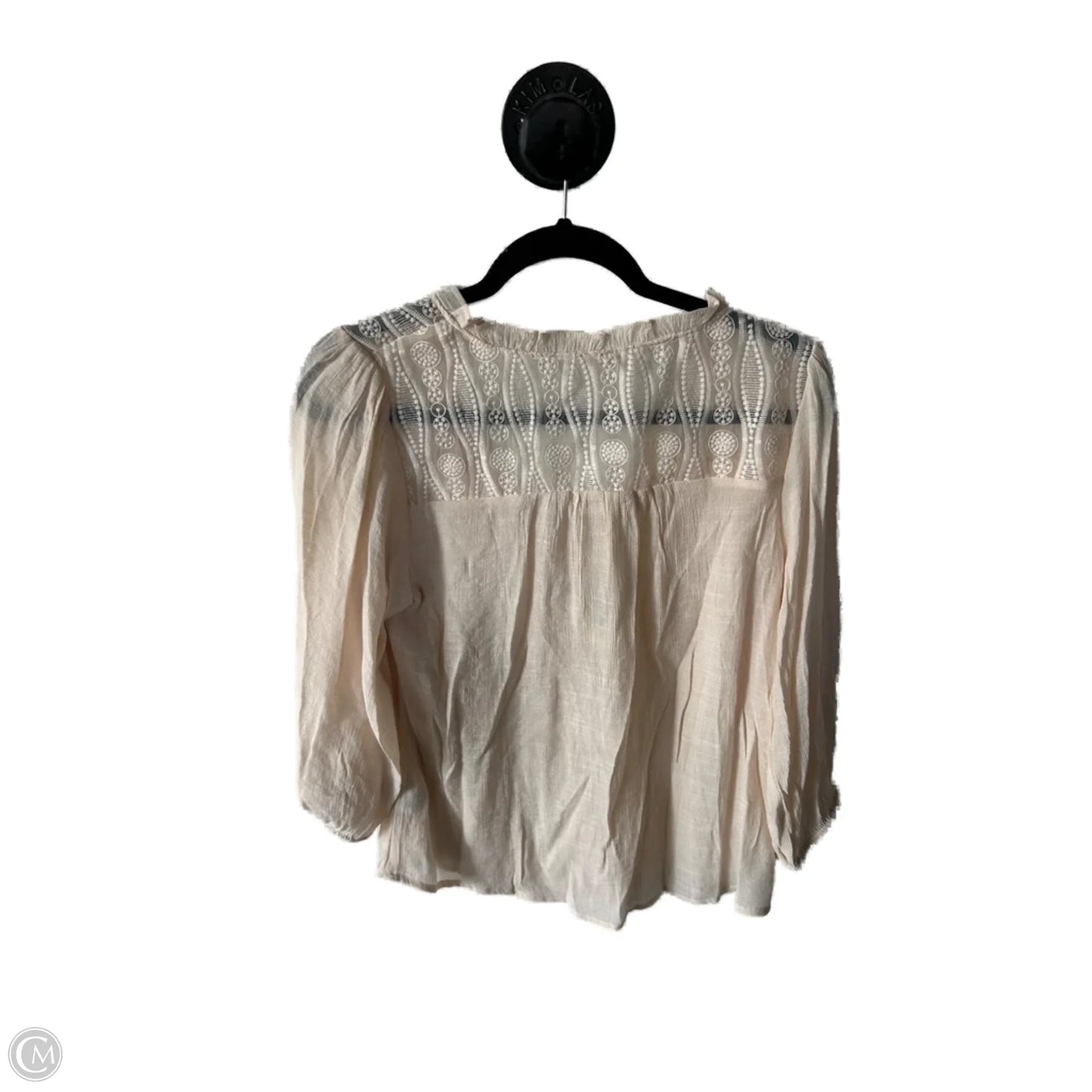 Top 3/4 Sleeve By Impressions In Cream, Size: L