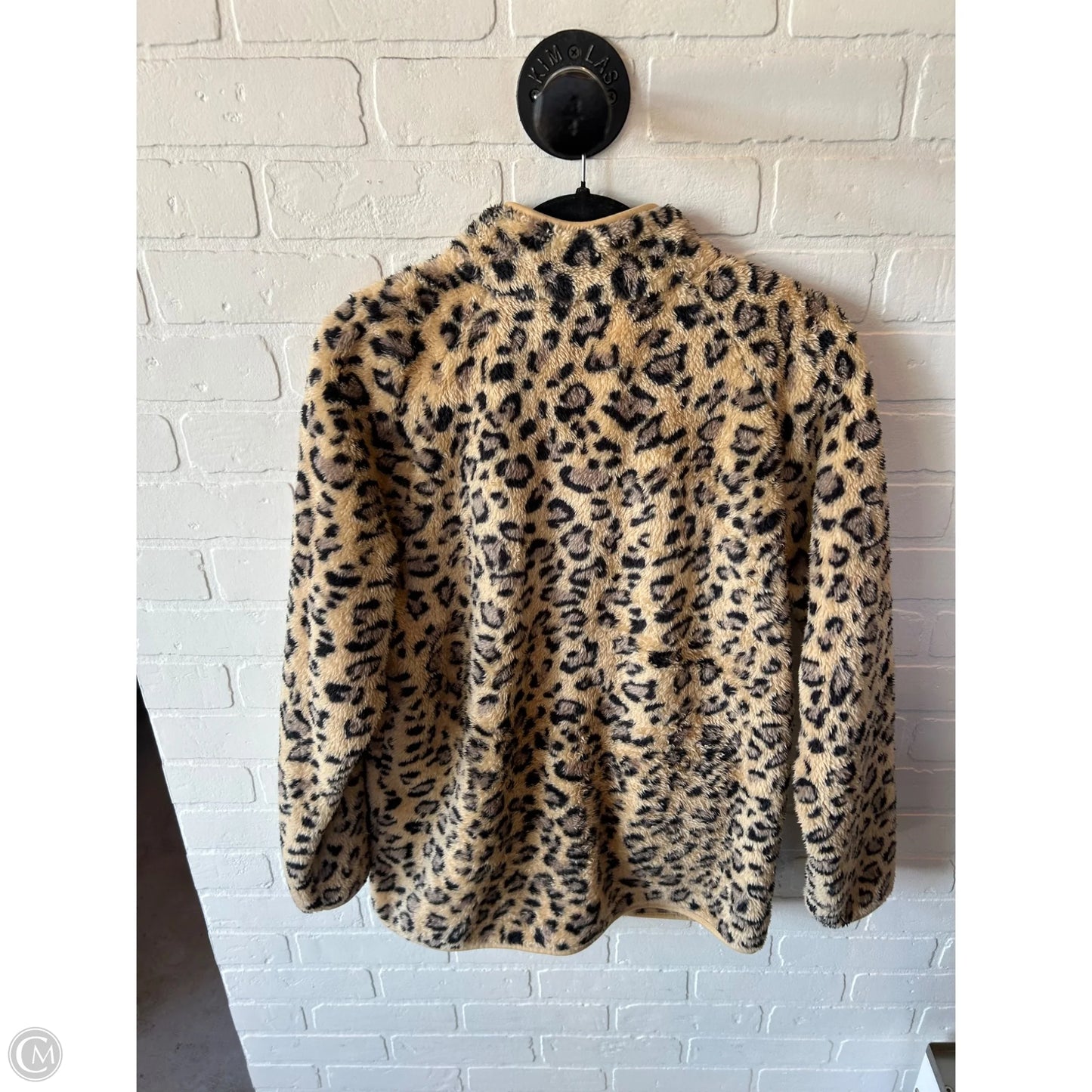 Jacket Fleece By Clothes Mentor In Black & Tan, Size: L