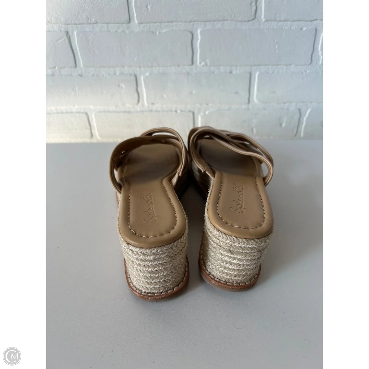 Sandals Heels Wedge By Splendid In Tan, Size: 8.5