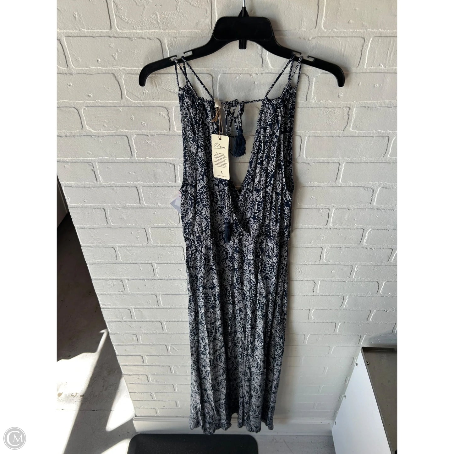 Dress Casual Maxi By Elan In Blue & White, Size: L