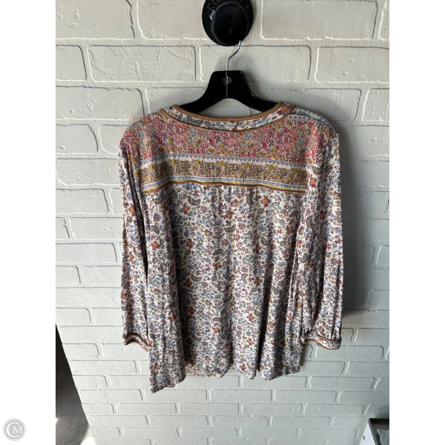 Top Long Sleeve By J. Jill In Cream & Tan, Size: L