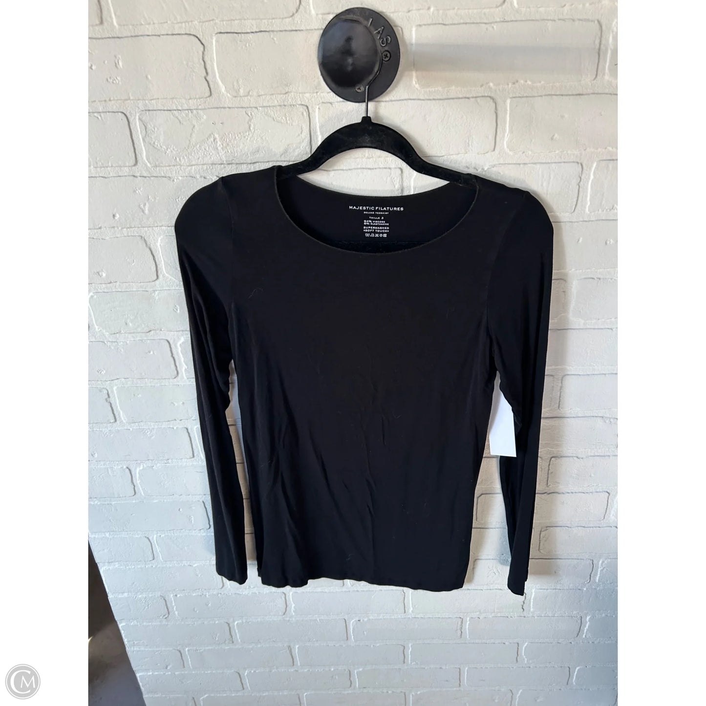 Top Long Sleeve Basic By Majestic Filatures In Black, Size: L