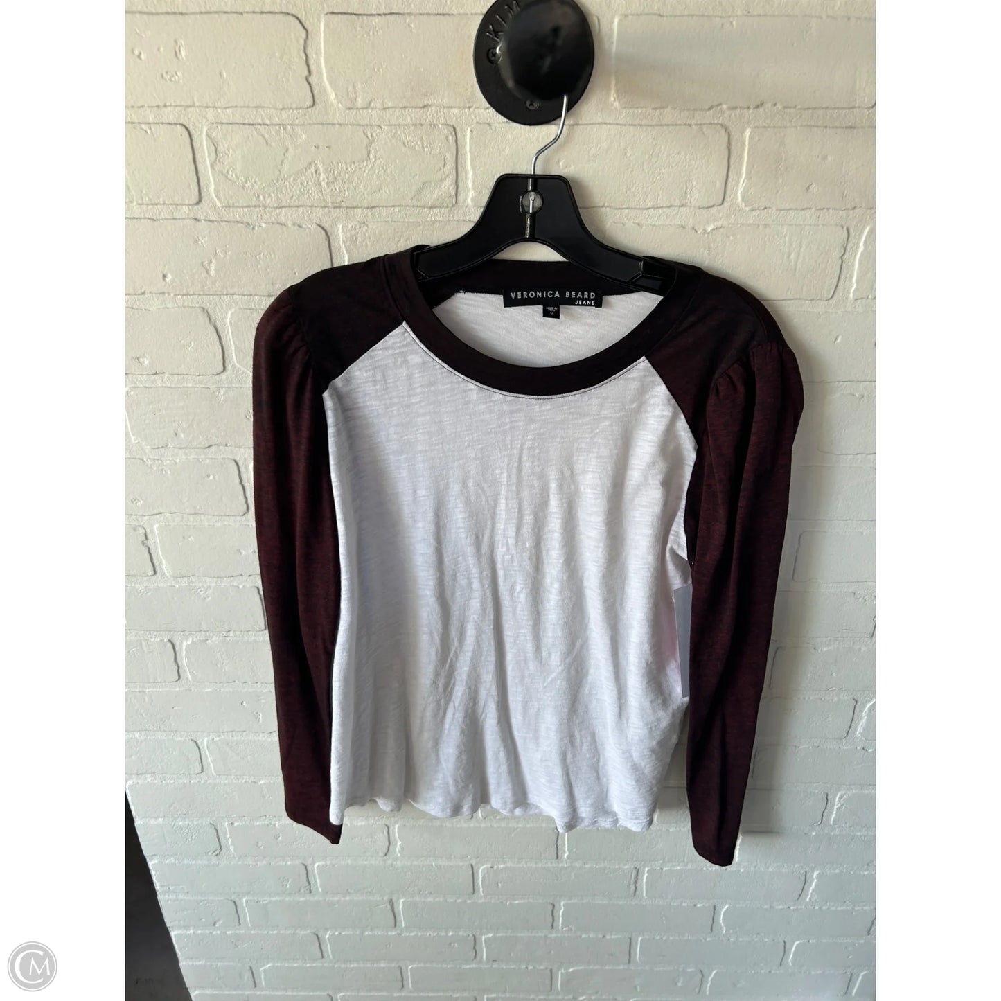 Top Long Sleeve Basic By Veronica Beard In Red & White, Size: M
