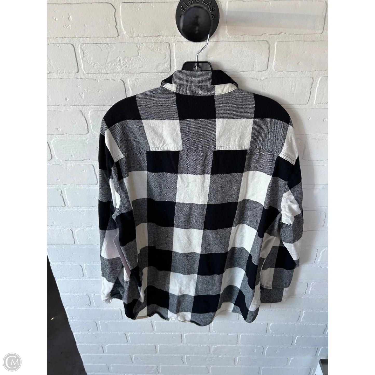 Top Long Sleeve By Old Navy In Black & Cream, Size: L