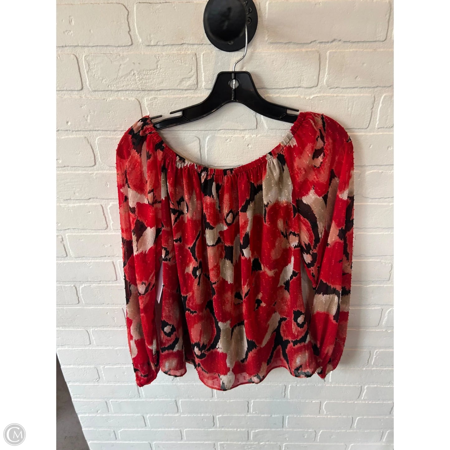 Top Long Sleeve By White House Black Market In Black & Red, Size: S