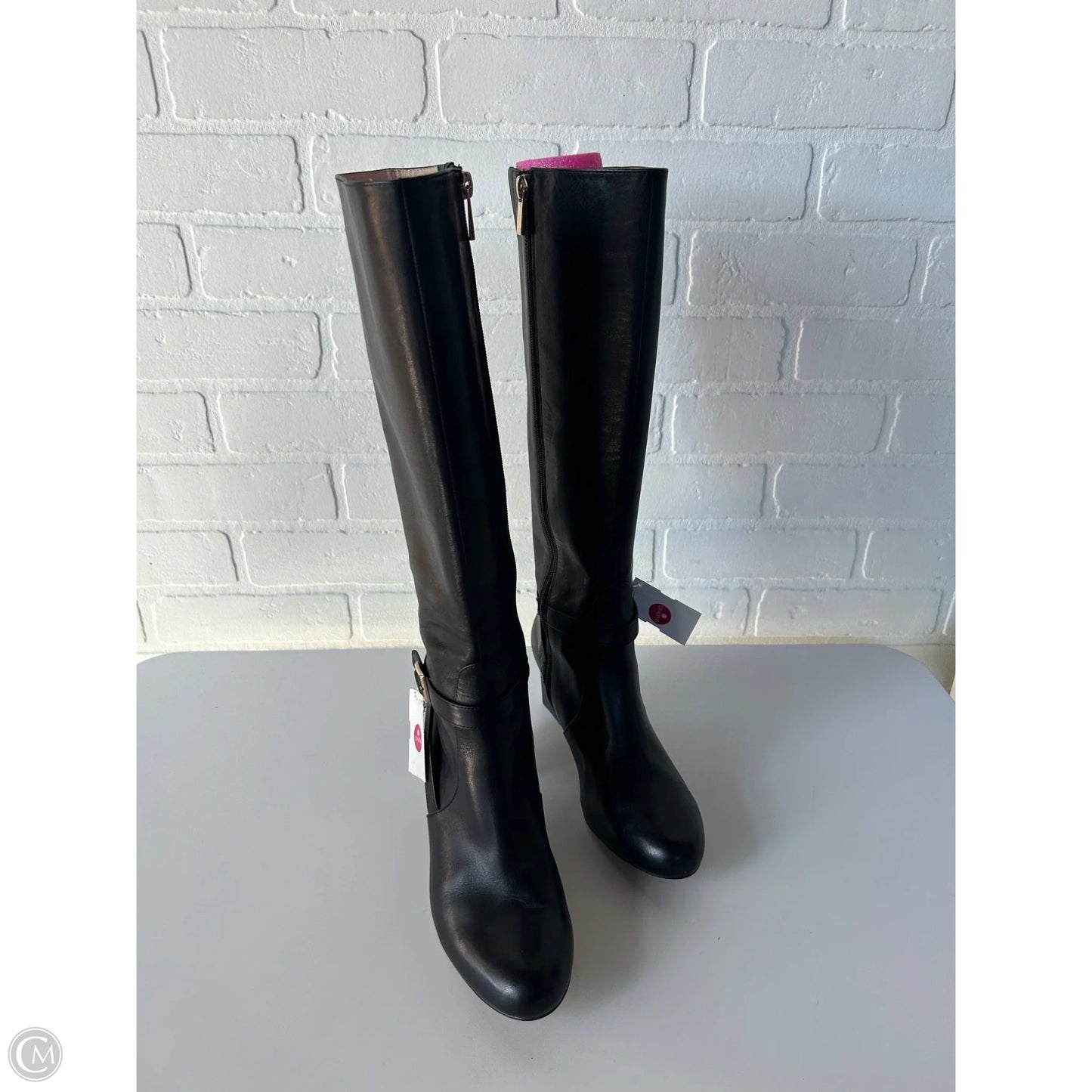 Boots Knee Heels By Clothes Mentor In Black, Size: 7