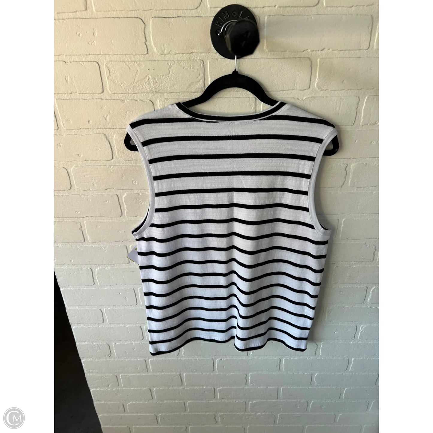 Sweater Short Sleeve By Loft In Black & White, Size: L