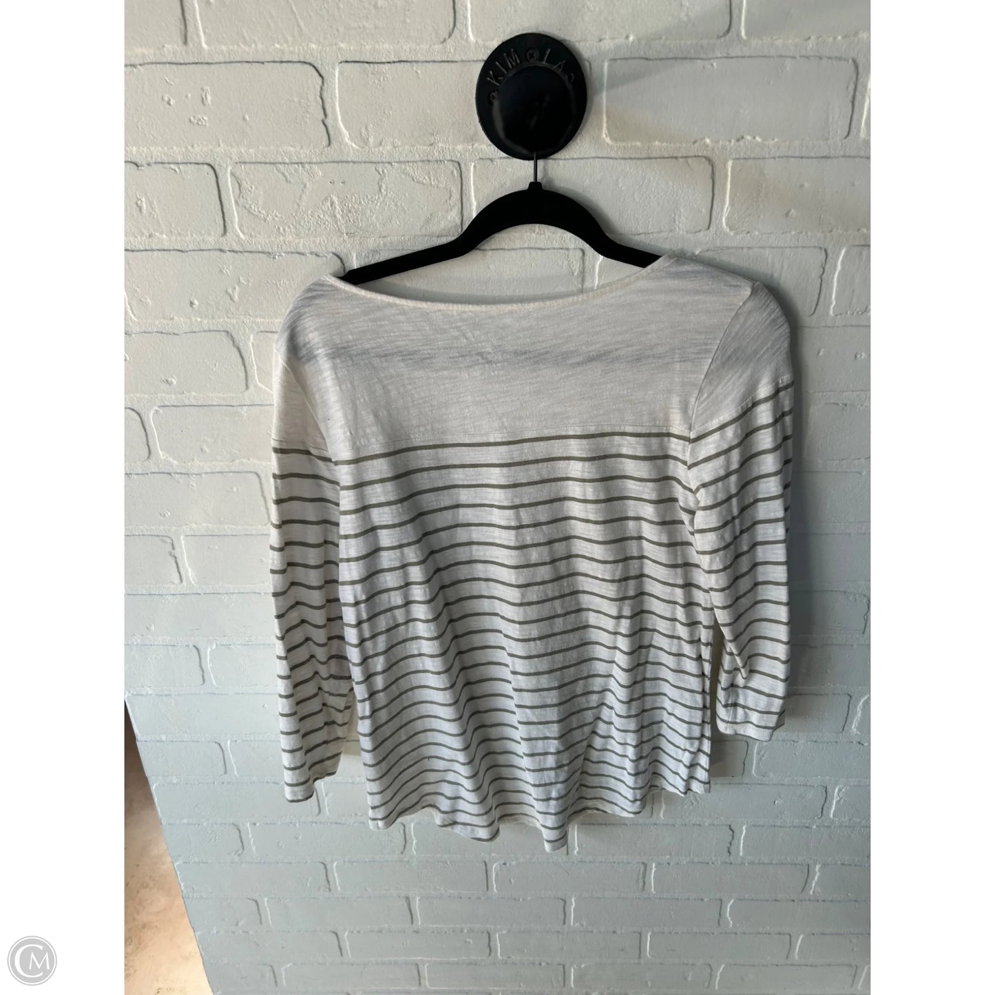 Top 3/4 Sleeve Basic By Chicos In Cream & Green, Size: M