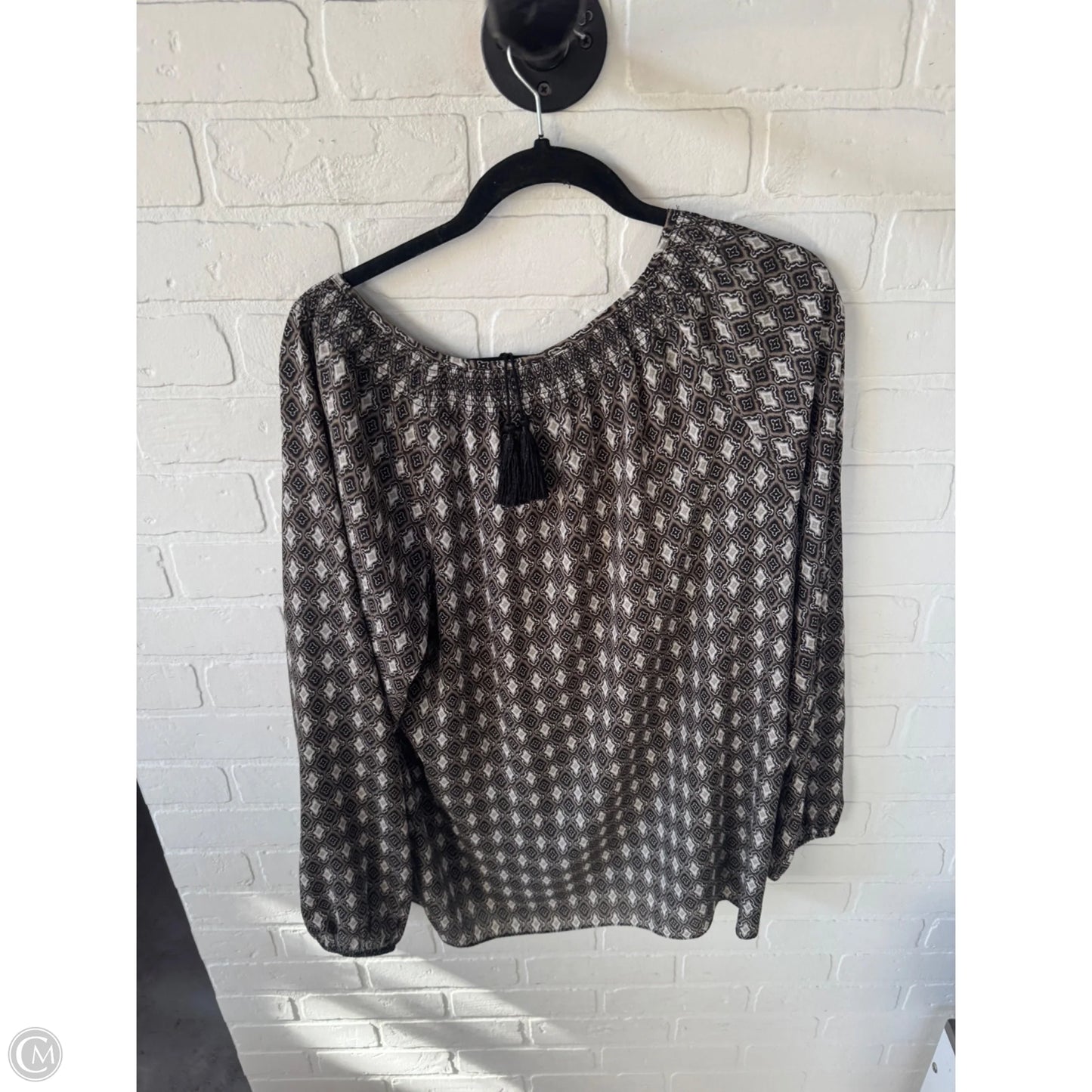 Top Long Sleeve By Jones New York In Brown & White, Size: XL