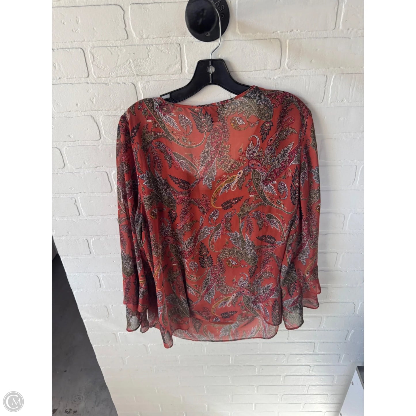 Top Long Sleeve By In Studio In Orange & Pink, Size: 1x