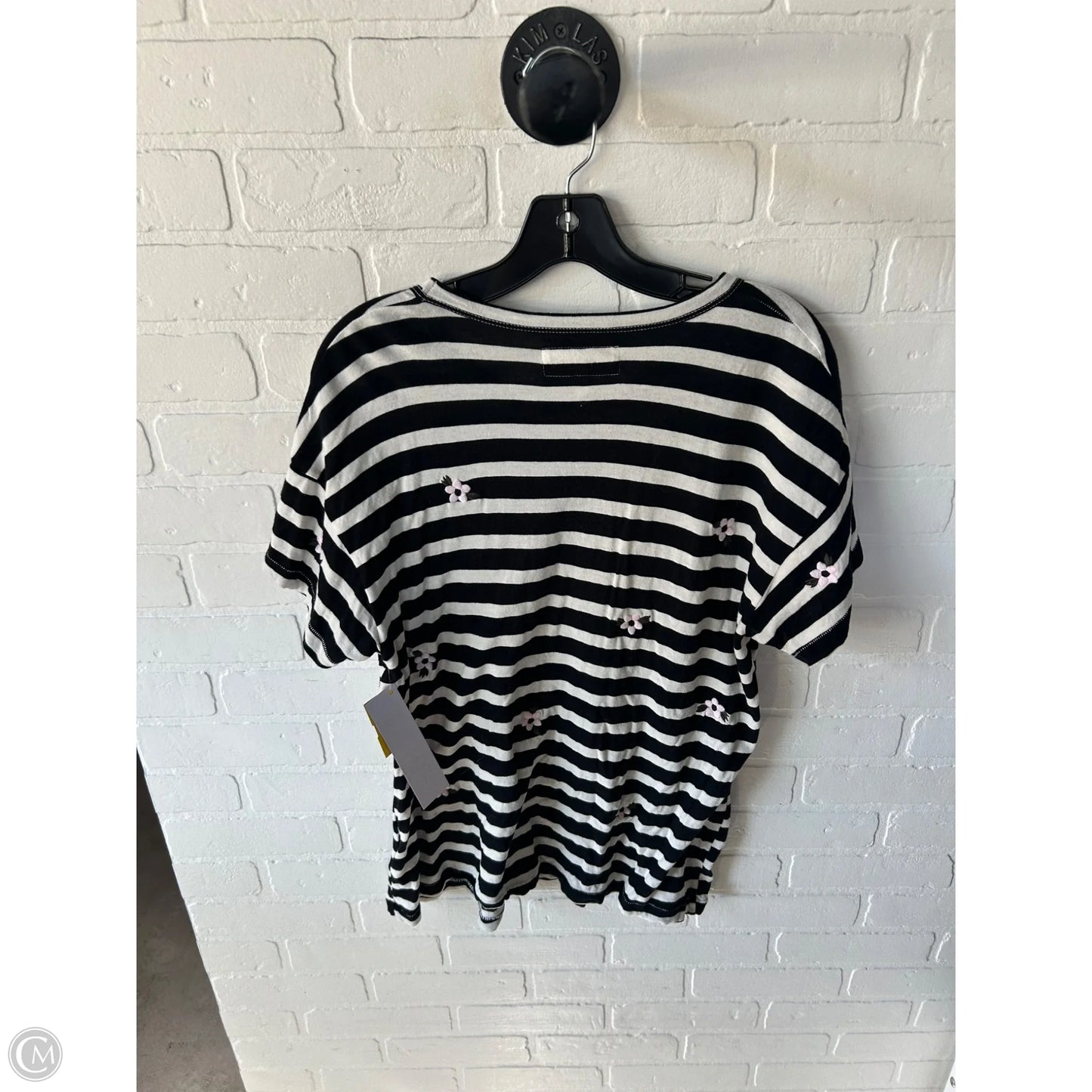 Top Short Sleeve By The Great. In Black & Cream, Size: S