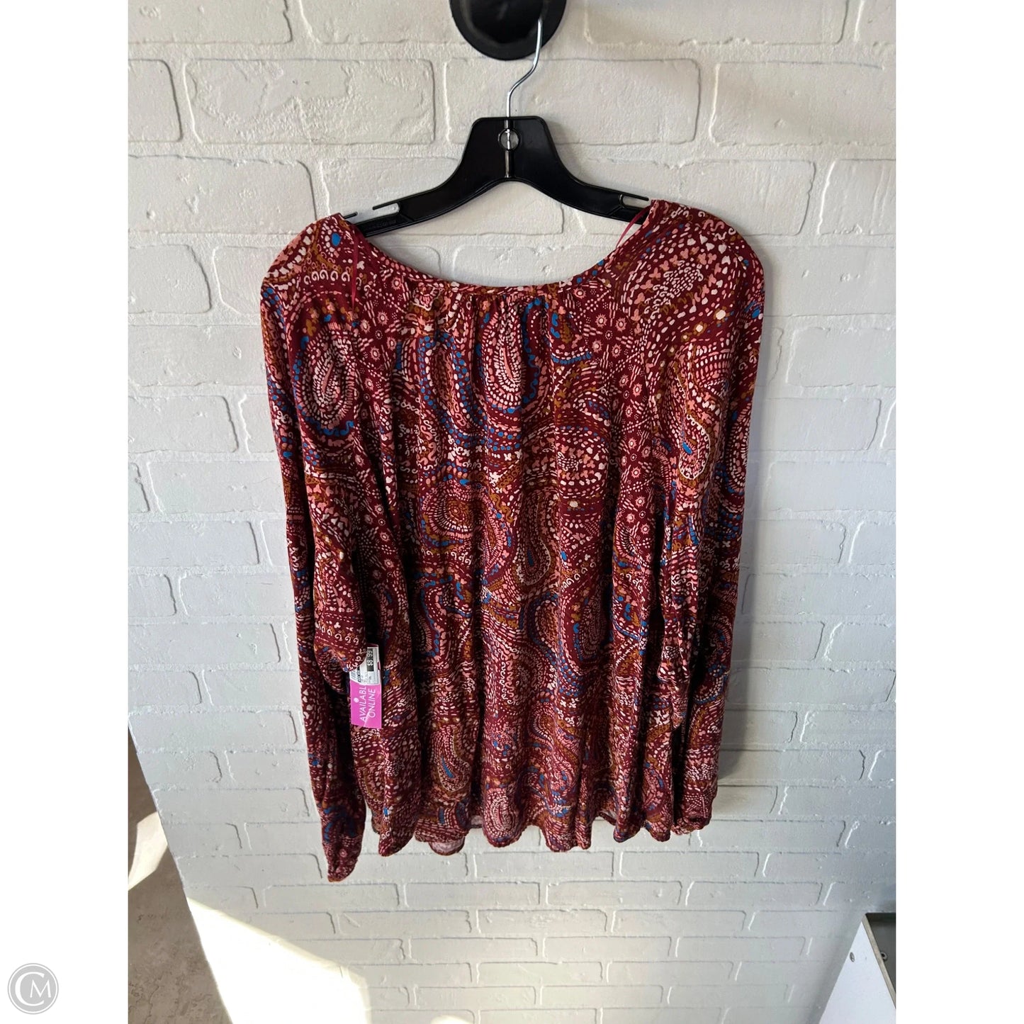 Top Long Sleeve By Knox Rose In Red, Size: Xxl