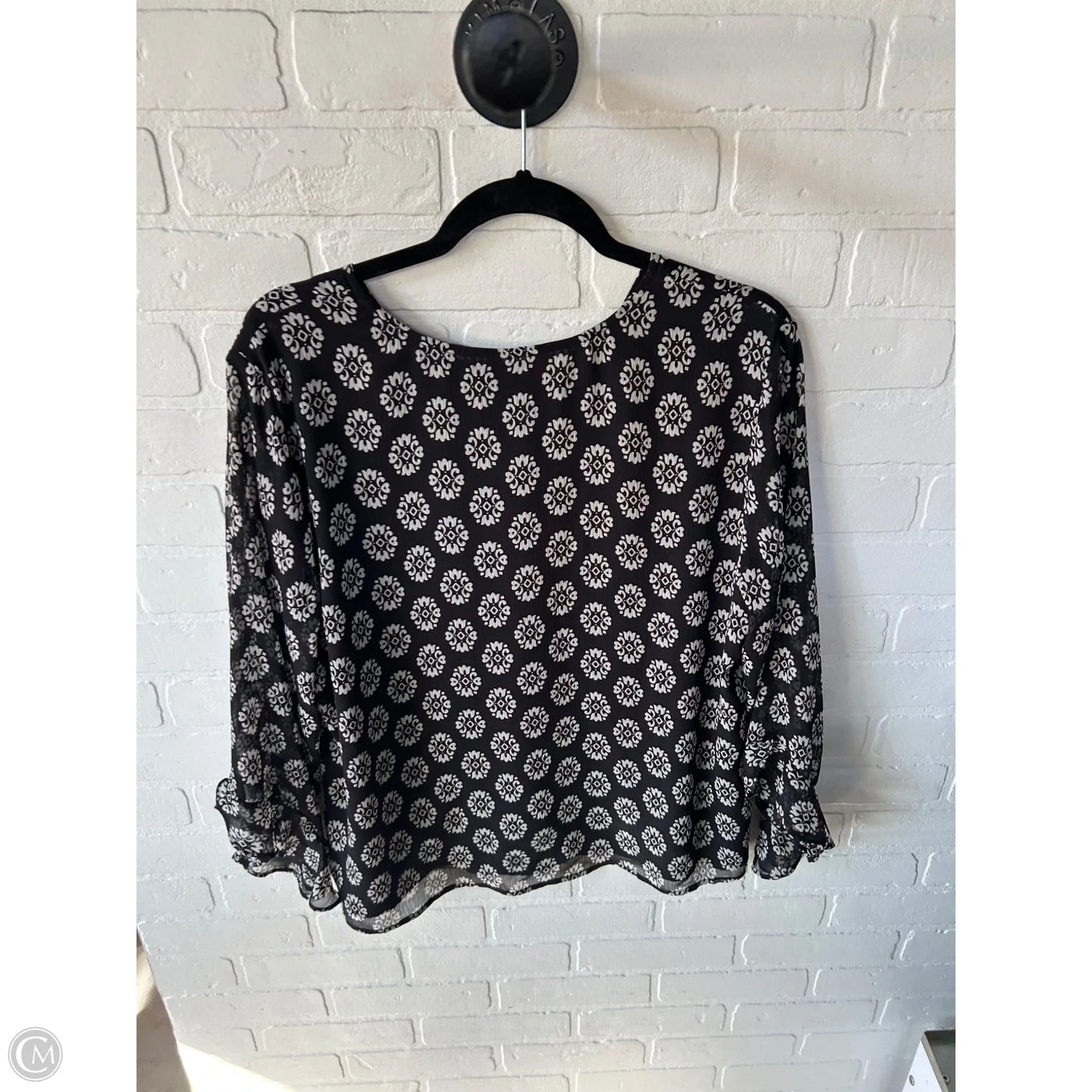 Top Long Sleeve By Loft In Black & White, Size: L