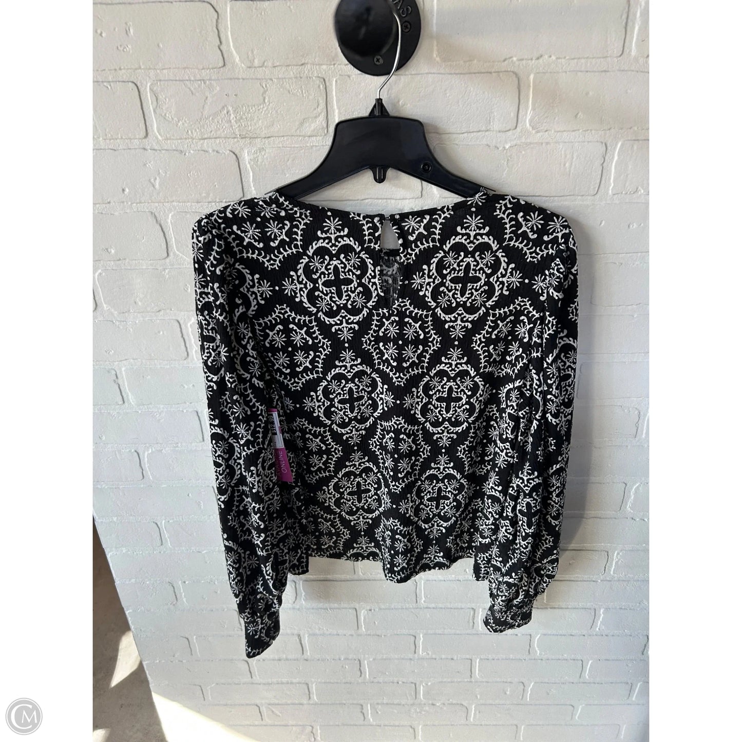 Top Long Sleeve By Loft In Black & White, Size: M