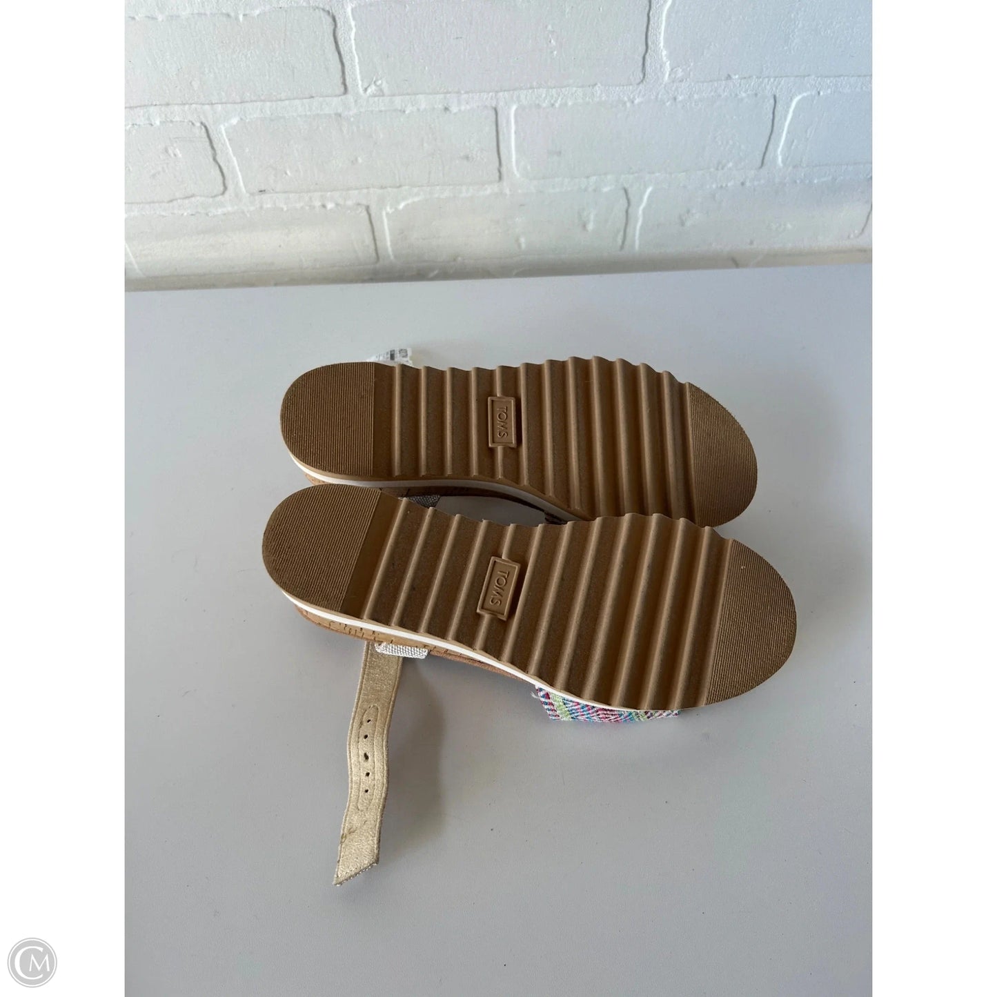 Sandals Heels Wedge By Toms In Tan & White, Size: 7