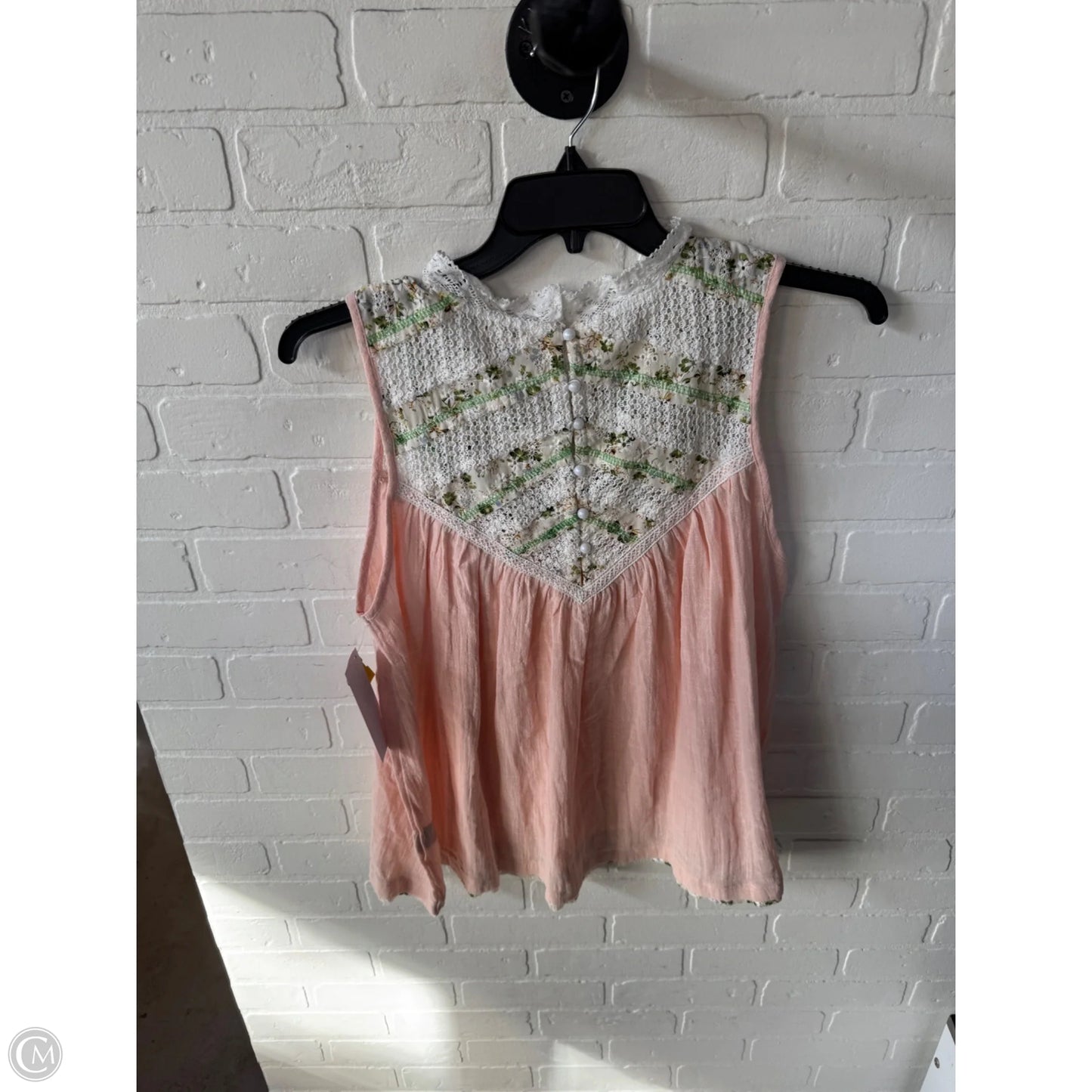 Top Sleeveless By Pol In Orange & White, Size: S