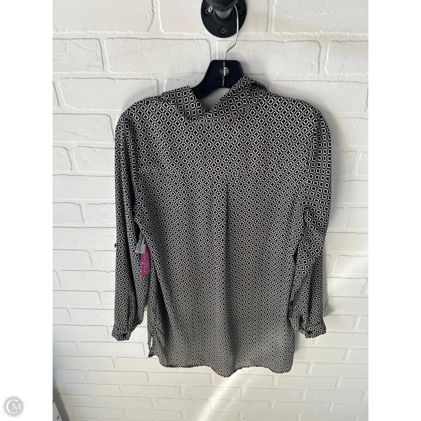 Top Long Sleeve By Pleione In Black & White, Size: S