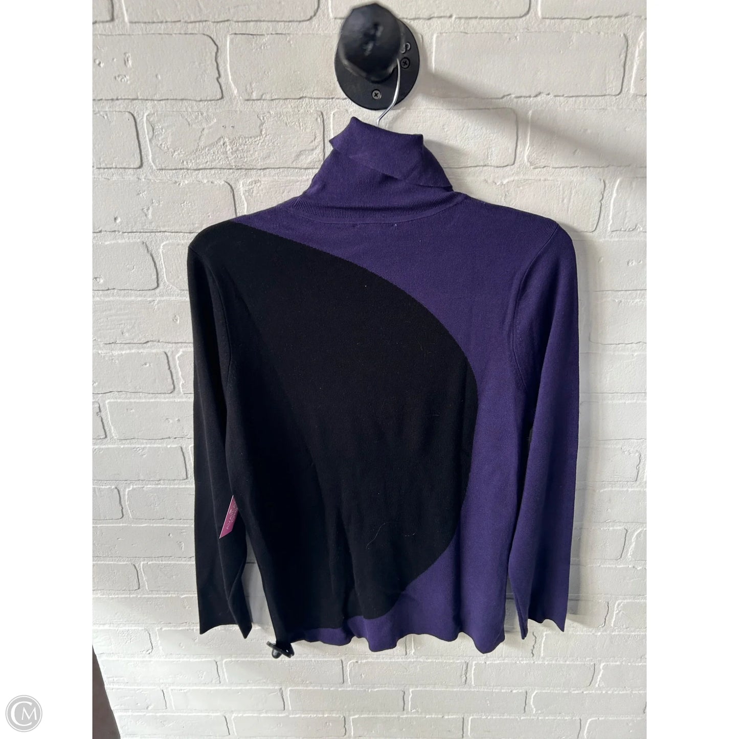 Sweater By Chicos In Black & Purple, Size: L