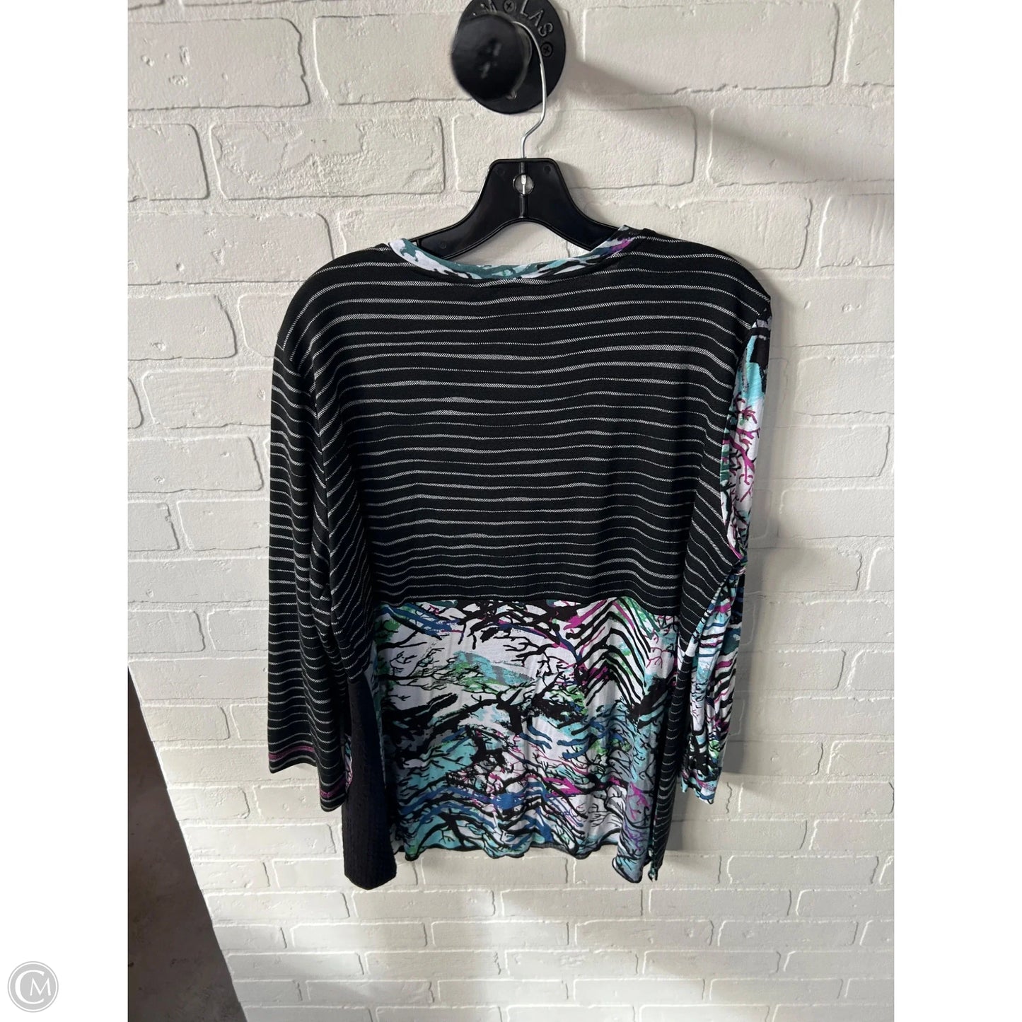 Top Long Sleeve By Ali Miles In Black & White, Size: L