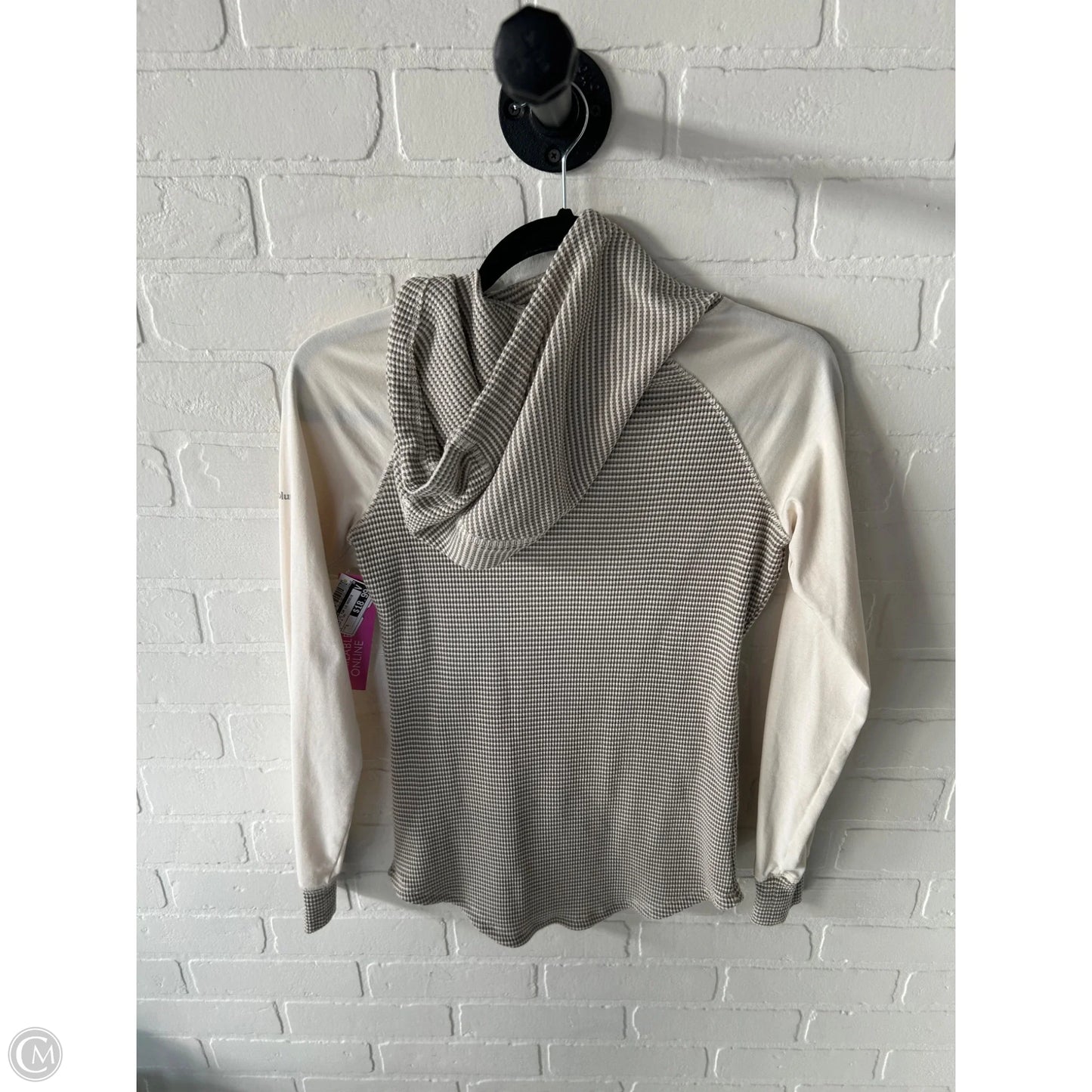 Athletic Top Long Sleeve Hoodie By Columbia In Cream & Tan, Size: S