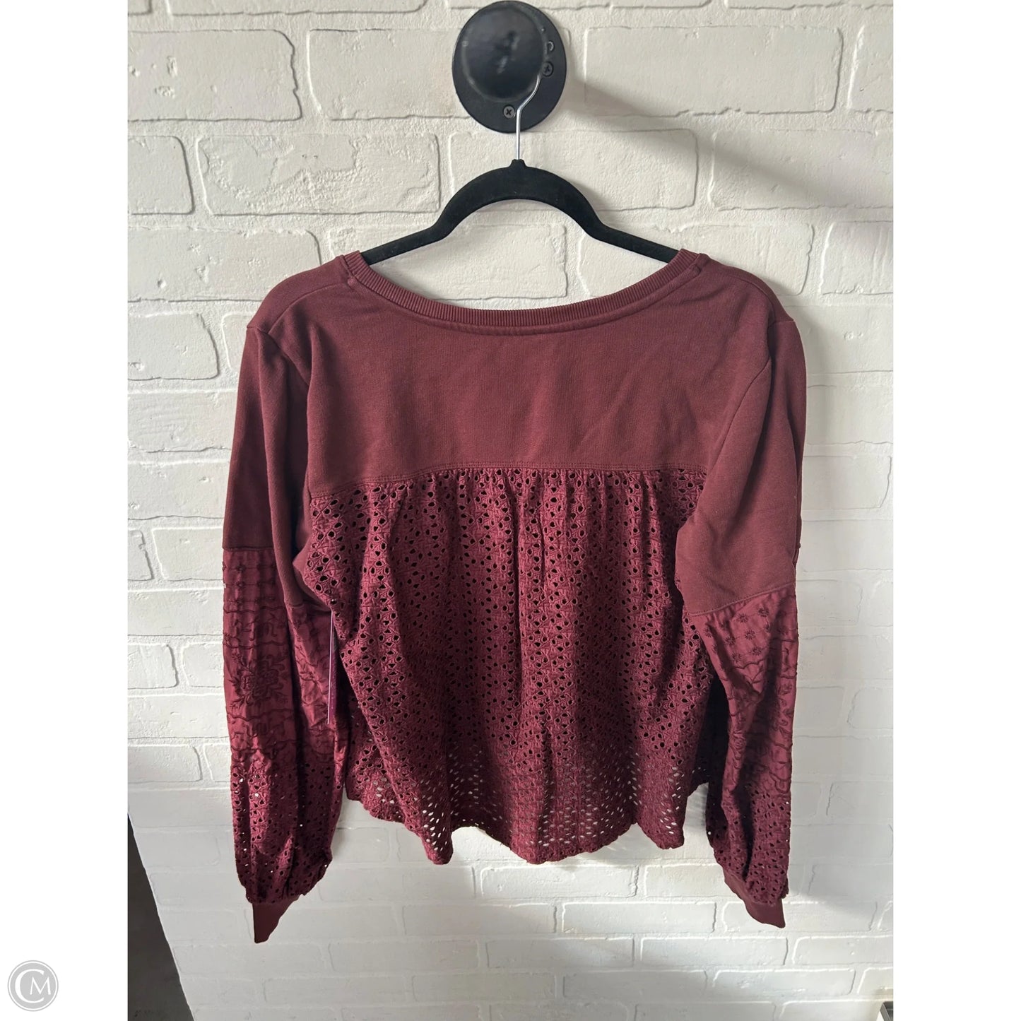 Top Long Sleeve By Anthropologie In Maroon, Size: M