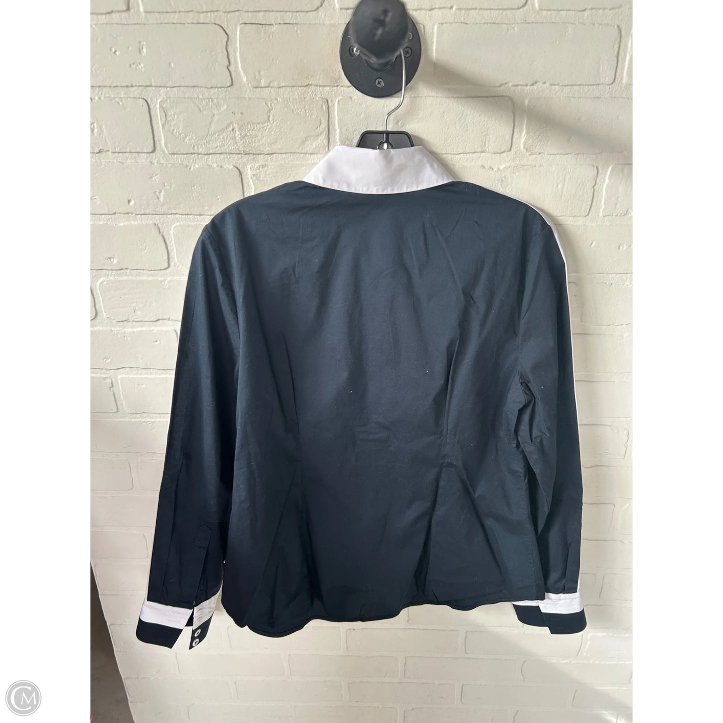 Top Long Sleeve By Pearl In Blue & White, Size: M