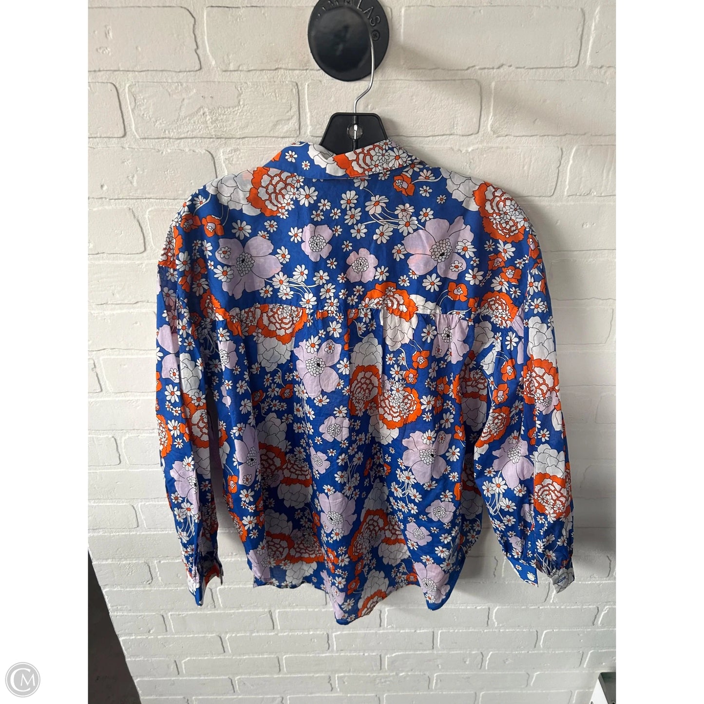 Top Long Sleeve By Rails In Blue & White, Size: S