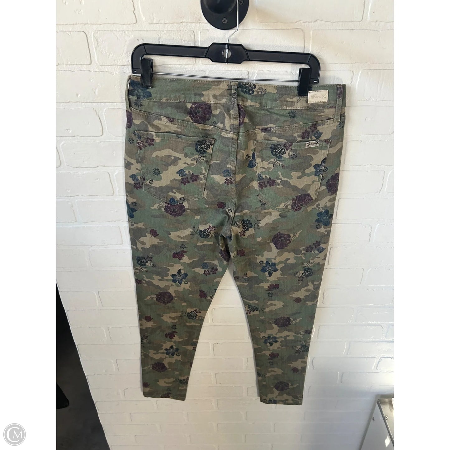 Jeans Skinny By Seven 7 In Green & Tan, Size: 12