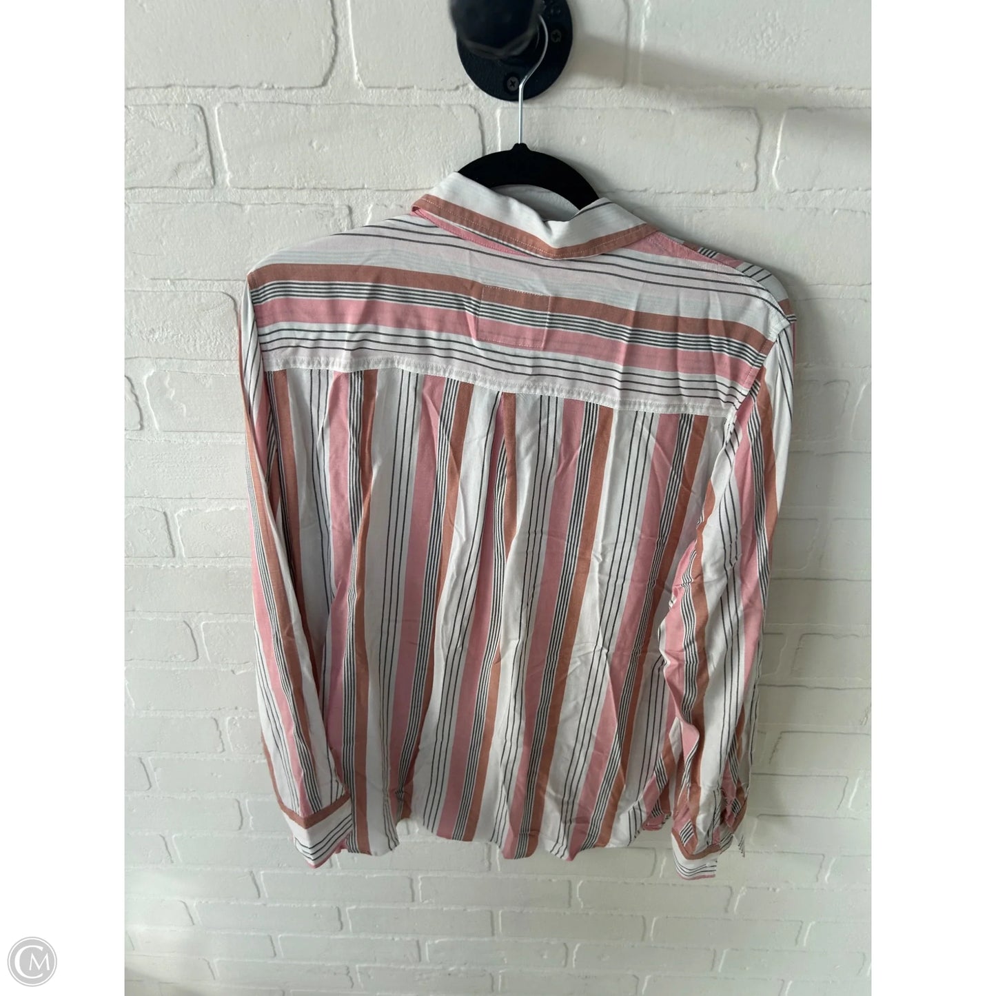 Top Long Sleeve By Rails In Pink & White, Size: L