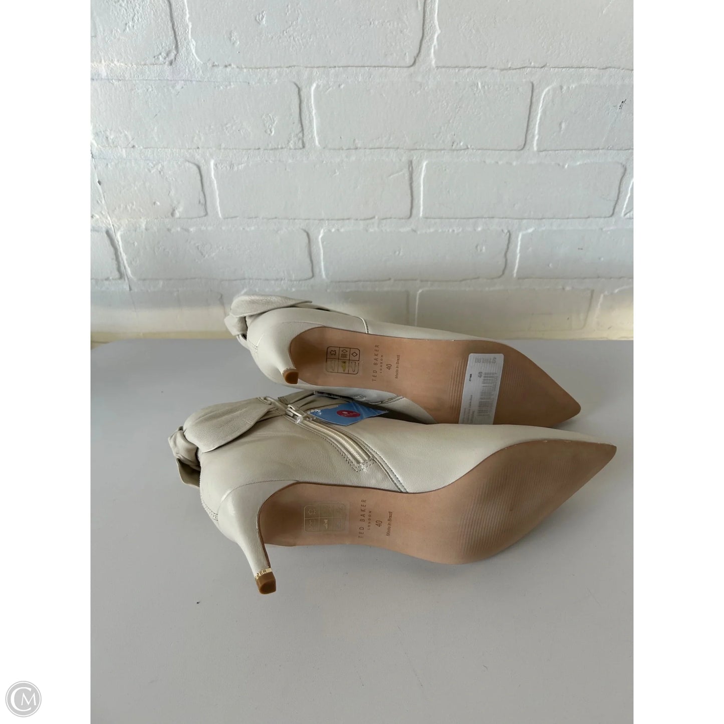 Boots Ankle Heels By Ted Baker In Cream, Size: 9.5