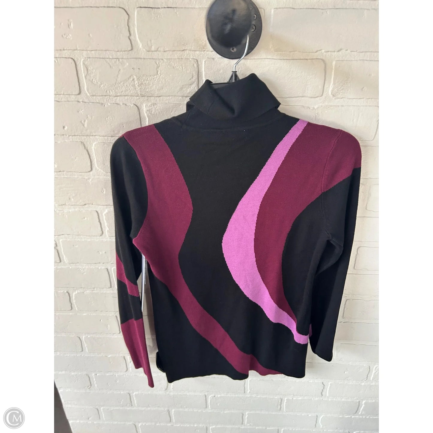 Sweater By Chicos In Black & Pink, Size: S