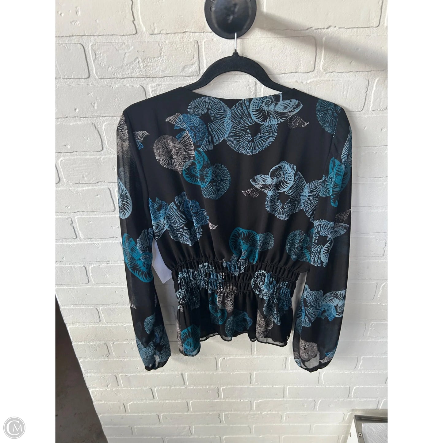 Top Long Sleeve By White House Black Market In Black & Blue, Size: M