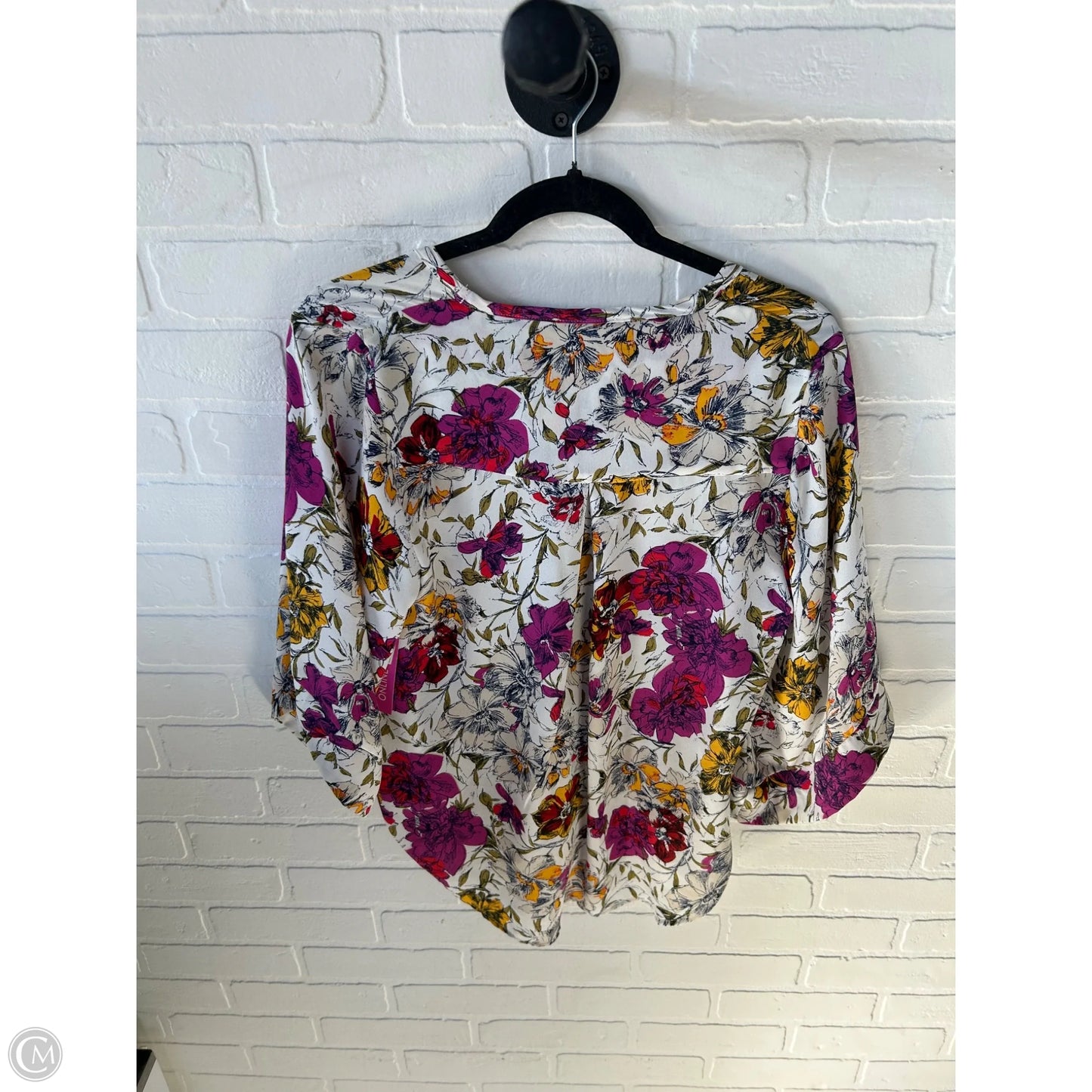 Top 3/4 Sleeve By Allison Joy In Purple & White, Size: S