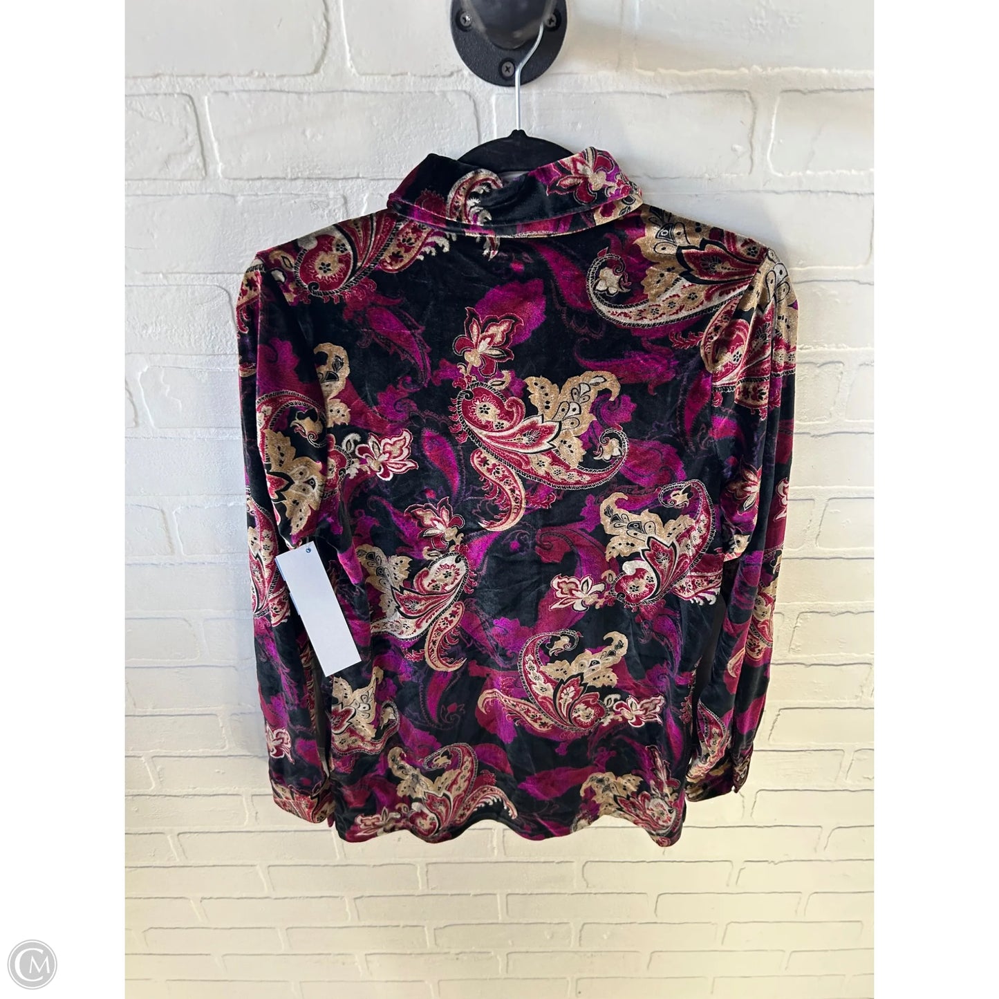 Top Long Sleeve By Denim And Co Qvc In Black & Pink, Size: Xs