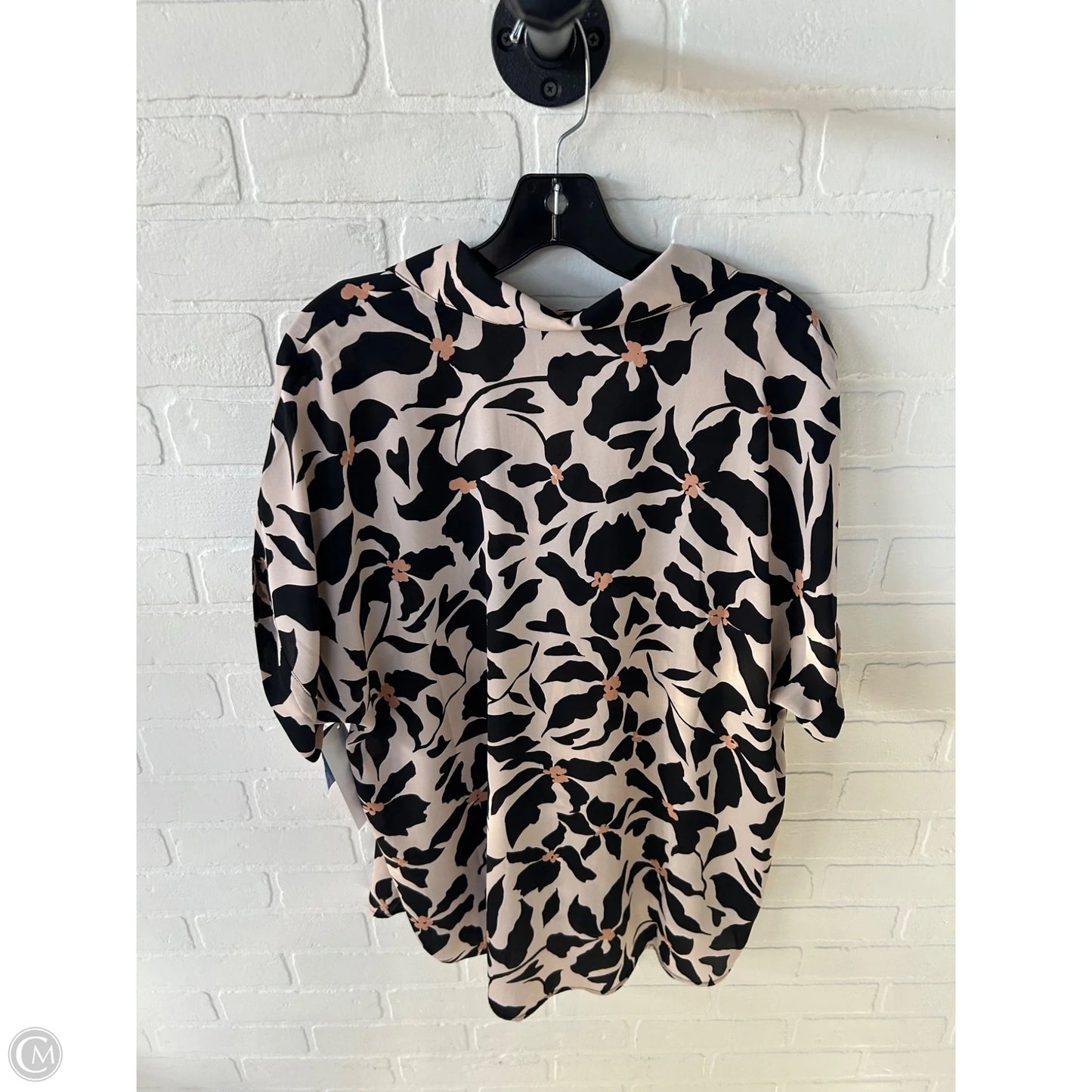 Top Short Sleeve By Cabi In Black & Cream, Size: L