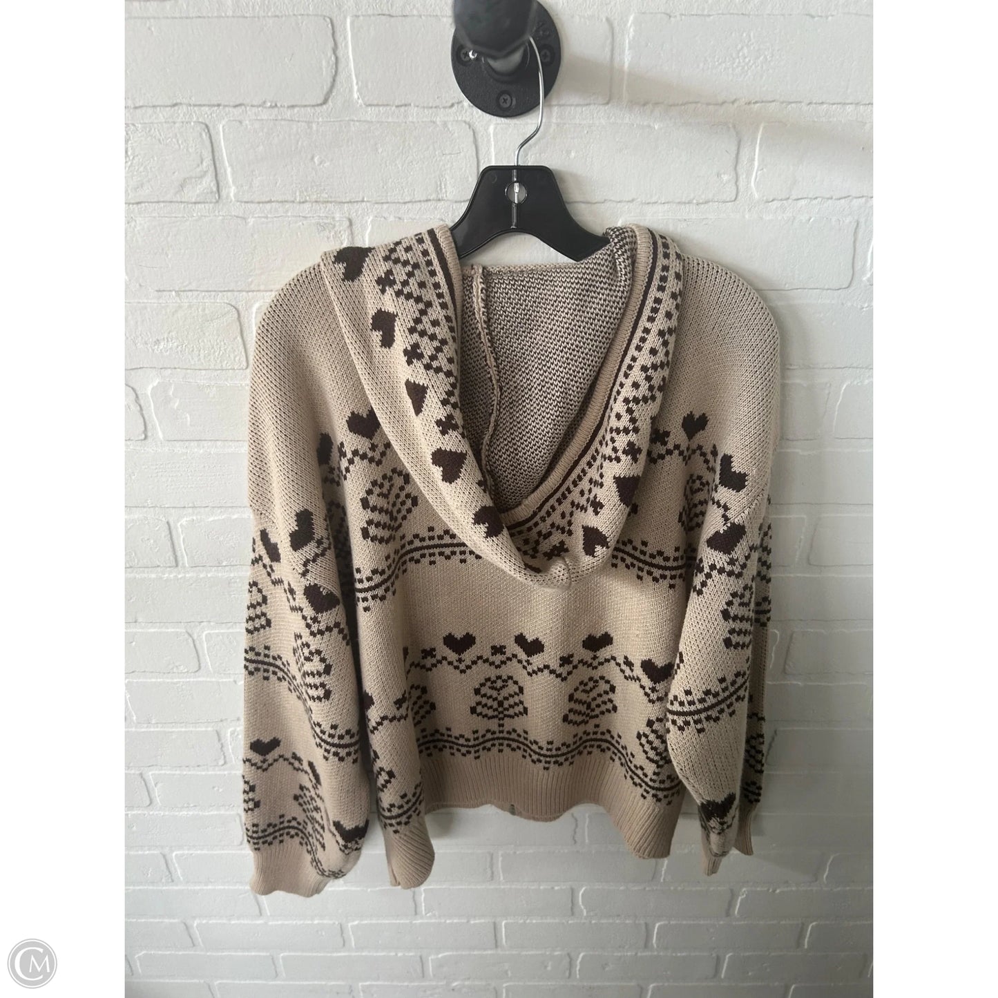 Sweater Cardigan By Mustard Seed In Brown & Tan, Size: M