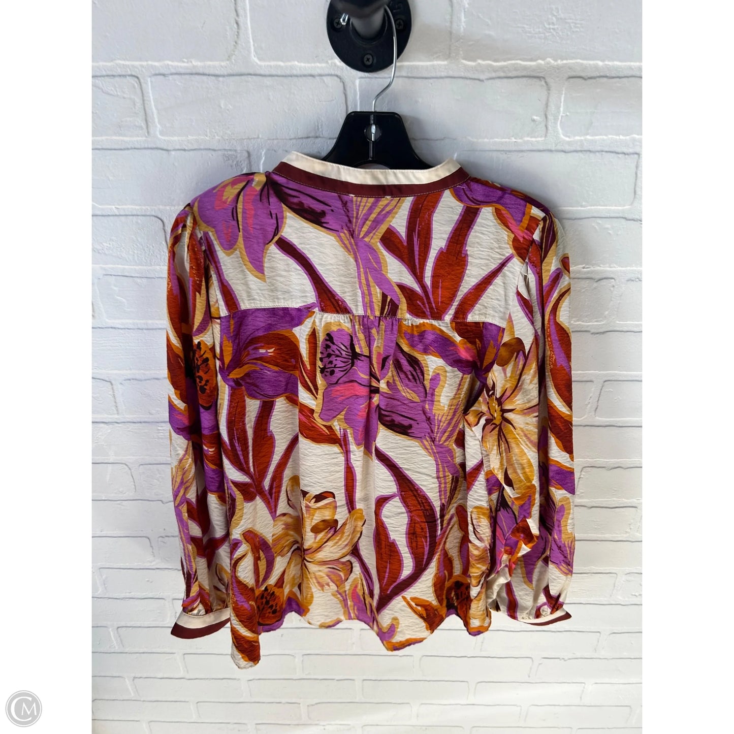 Top Long Sleeve By Jodifl In Brown & Cream, Size: L