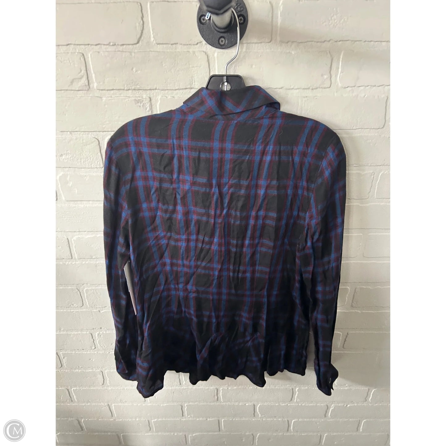 Top Long Sleeve By Cabi In Black & Blue, Size: S