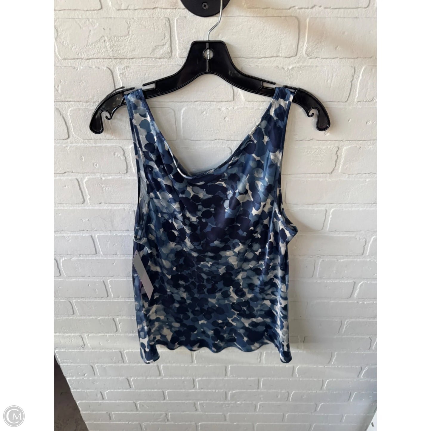 Top Sleeveless Designer By Lafayette 148 In Blue & White, Size: Xl