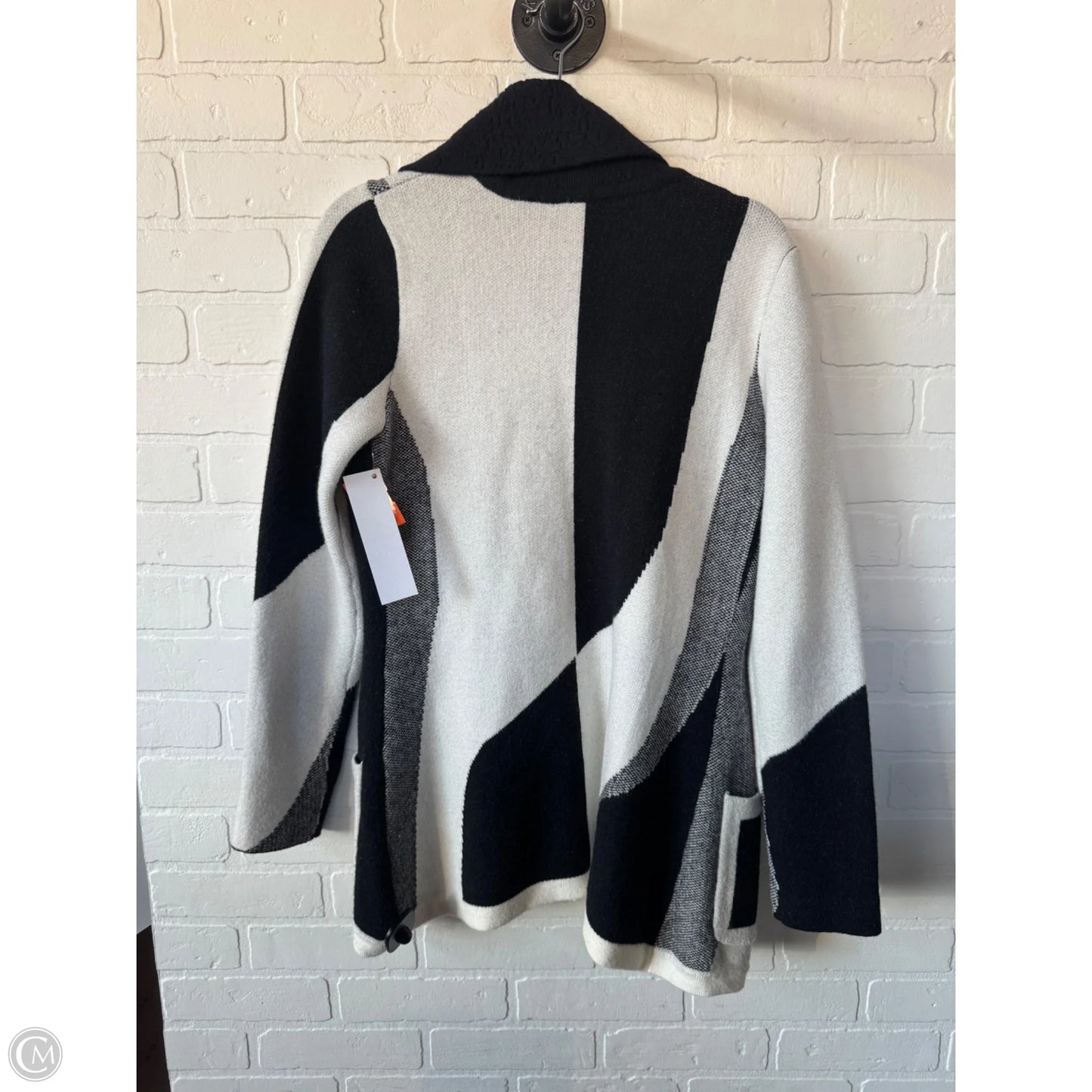 Sweater Cardigan By Sioni In Black & White, Size: L